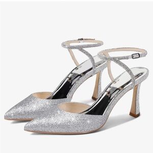 Shimmering Silver Stiletto Heels